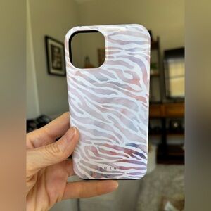 Elegant Zebra Pattern Phone Case - Pink and White - iPhone 13